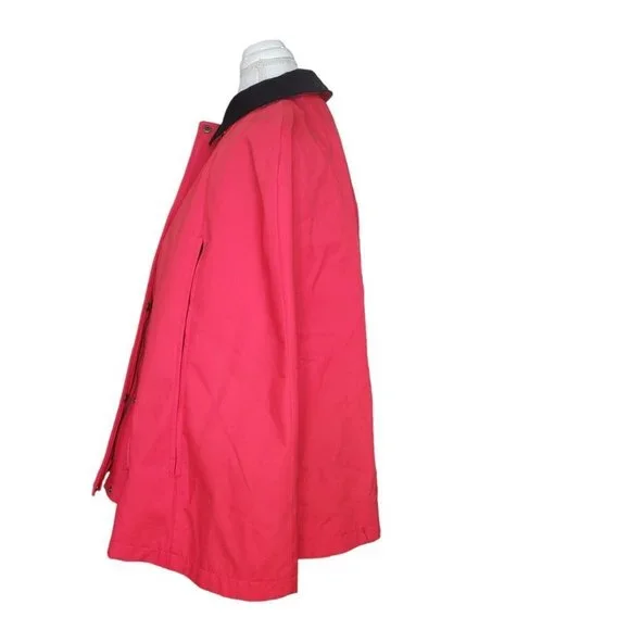 Talbots Red Barn Chore Cape Jacket Black Corduroy Collar‎ Petite Large Plaid - Picture 3 of 12